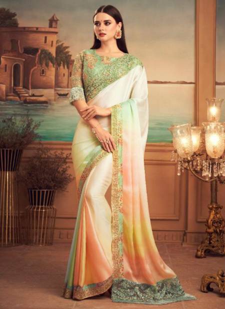 Off White Colour TFH SILVER SCREEN 15th EDITION Fancy Heavy Party Wear Mix Silk Stylish Designer Saree Collection 25007